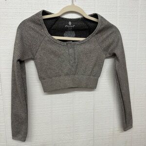 FP Movement by Free People Gray Long Sleeve Bodysuit